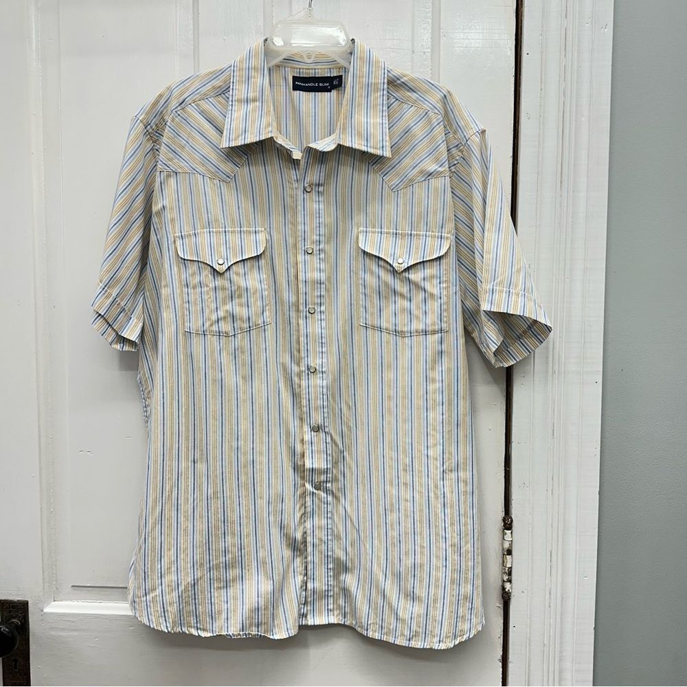 Panhandle Slim western wear pearl snap short‎ sleeve shirt men's xl.